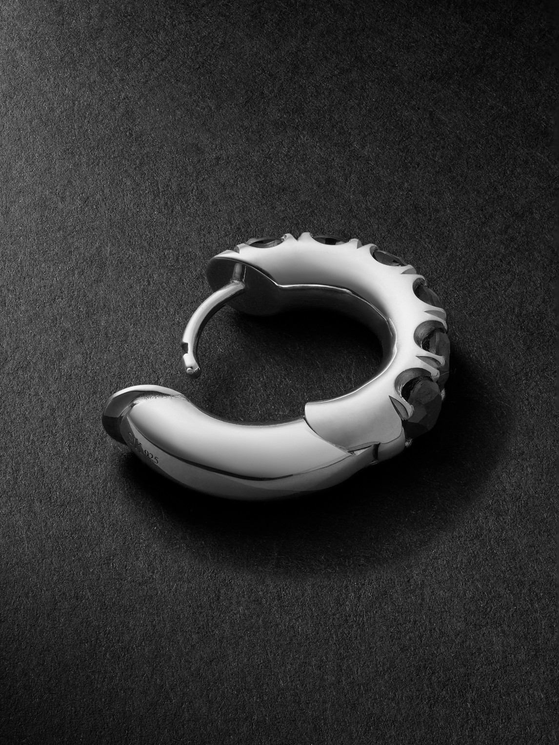 Spinelli Kilcollin Mini Macro Sterling Silver Diamond Single Hoop Earring In Black