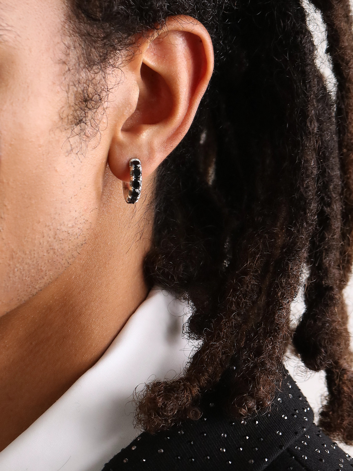 Spinelli Kilcollin Mini Macro Sterling Silver Diamond Single Hoop Earring In Black