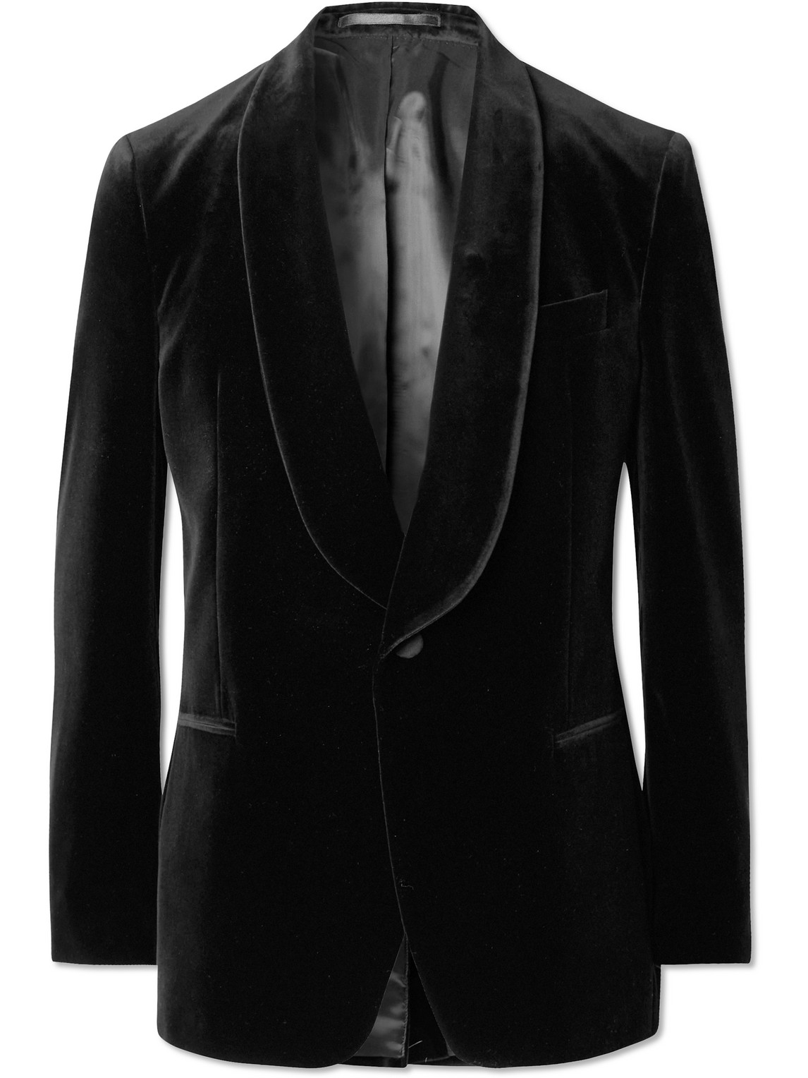 Slim-Fit Shawl-Collar Cotton-Velvet Tuxedo Jacket