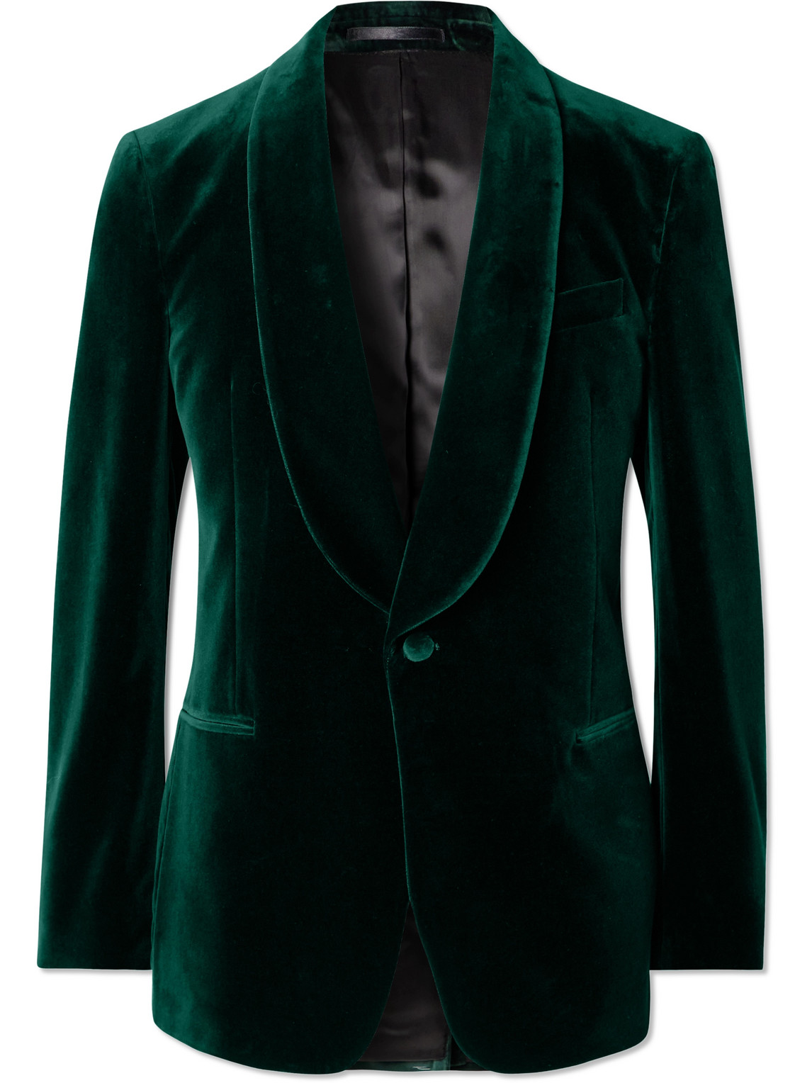 Slim-Fit Shawl-Collar Cotton-Velvet Tuxedo Jacket