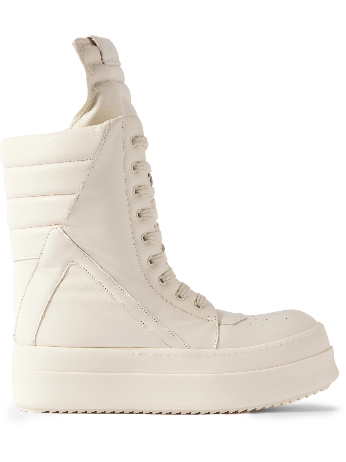 Rick Owens Mega Geobasket Leather High-top Trainers In Neutrals