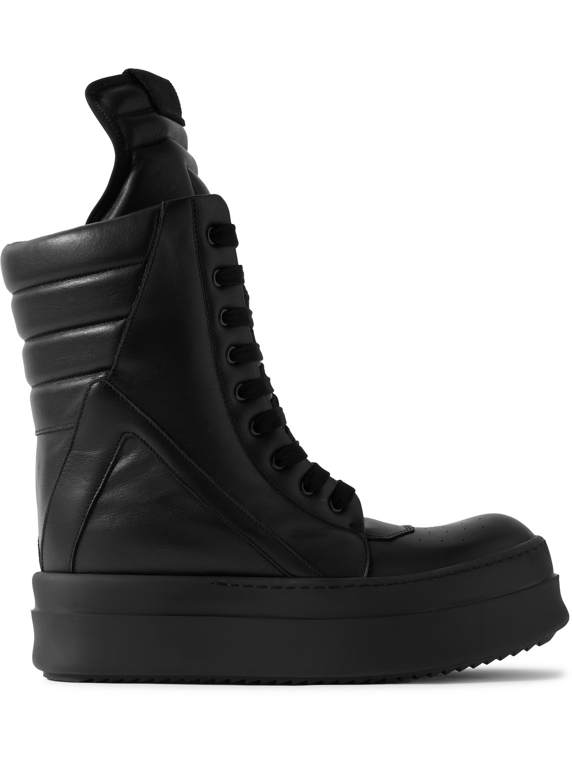 Rick Owens Mega Geobasket Leather High-top Trainers In Black