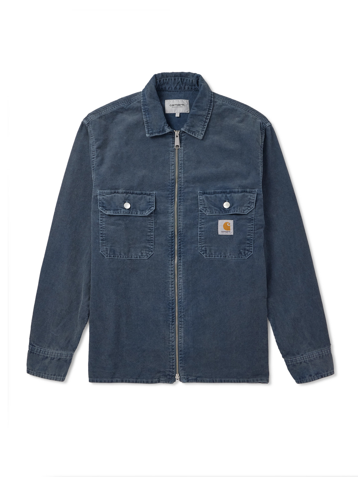 Shop Carhartt Reynold Logo-appliquéd Cotton-corduroy Overshirt In Blue