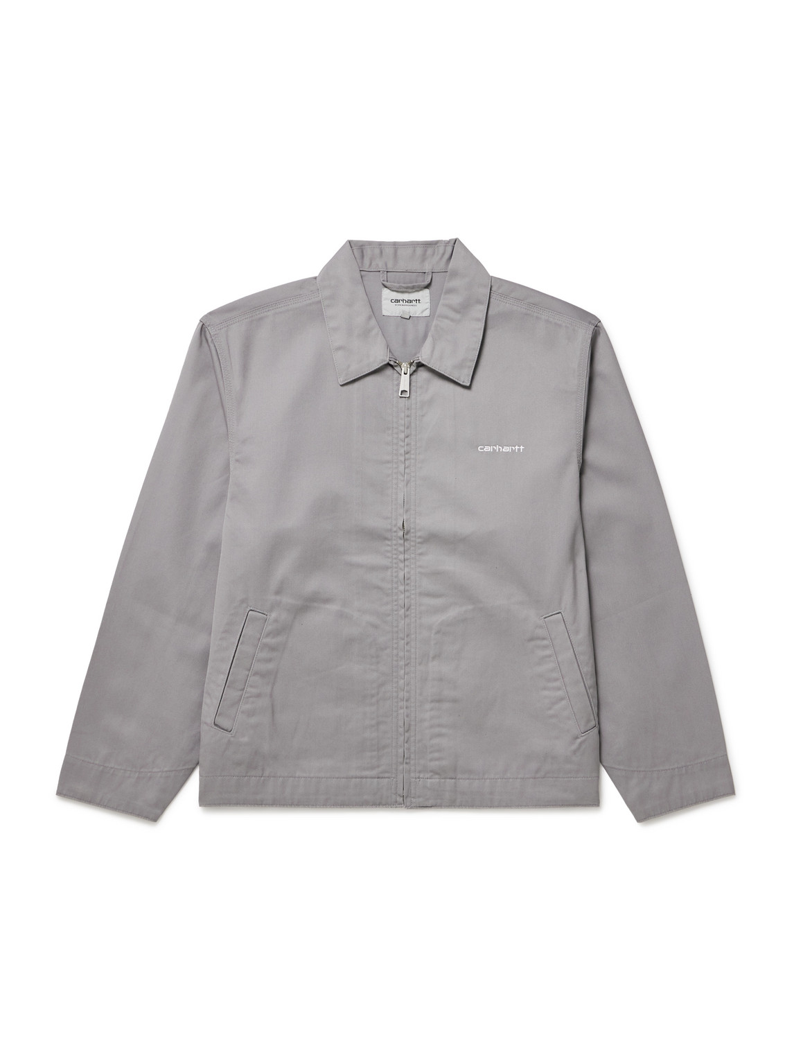Carhartt Module Script Logo-embroidered Twill Bomber Jacket In Gray