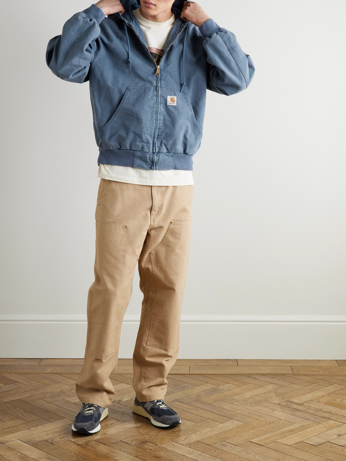 Carhartt Active Jacket With Ribbed Cuffs And Hood In Blue
