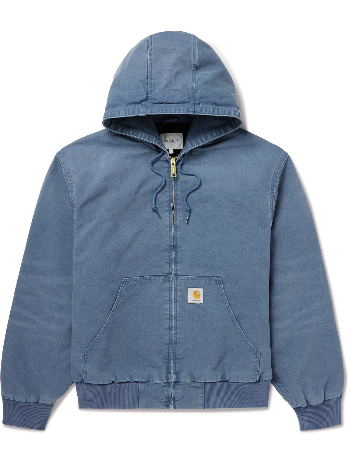 Carhartt Active Jacket With Ribbed Cuffs And Hood In Blue