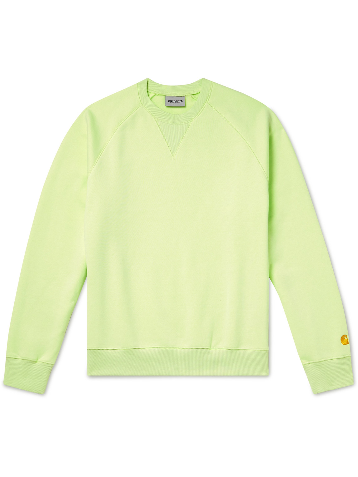 Carhartt Chase Logo-embroidered Cotton-blend Jersey Sweatshirt In Yellow