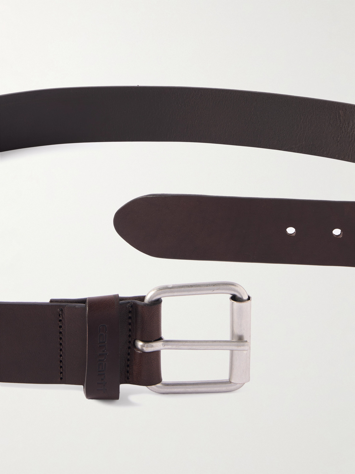 Carhartt Script 4cm Leather Belt In Brown