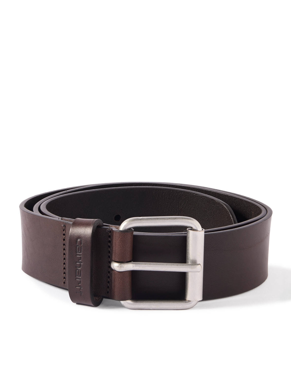 Carhartt Script 4cm Leather Belt In Brown