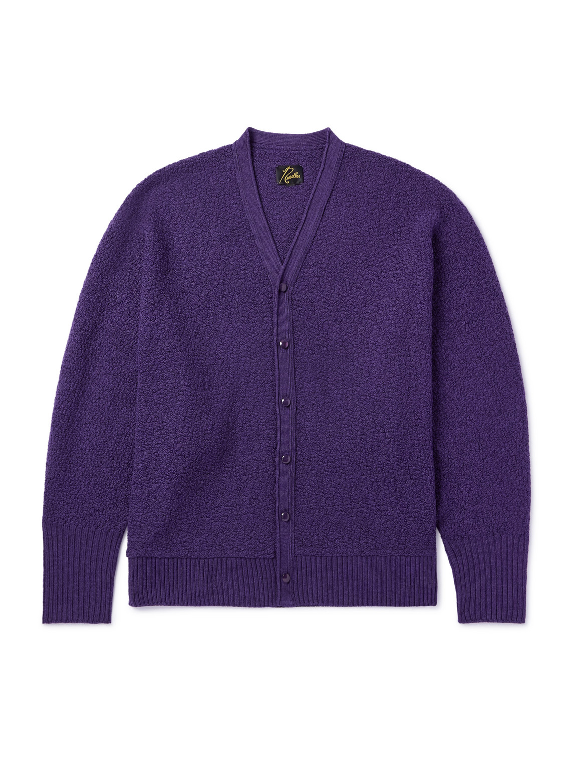 Needles Merino Wool-bouclé Cardigan In Purple