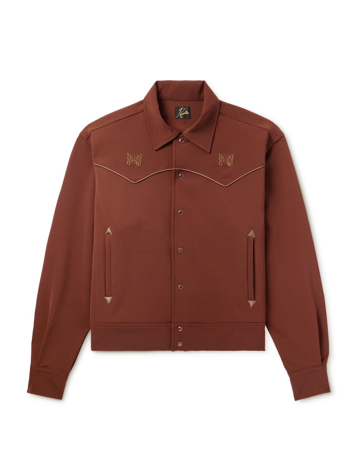 Needles Piping Cowboy Logo-embroidered Satin-trimmed Woven Jacket In Brown
