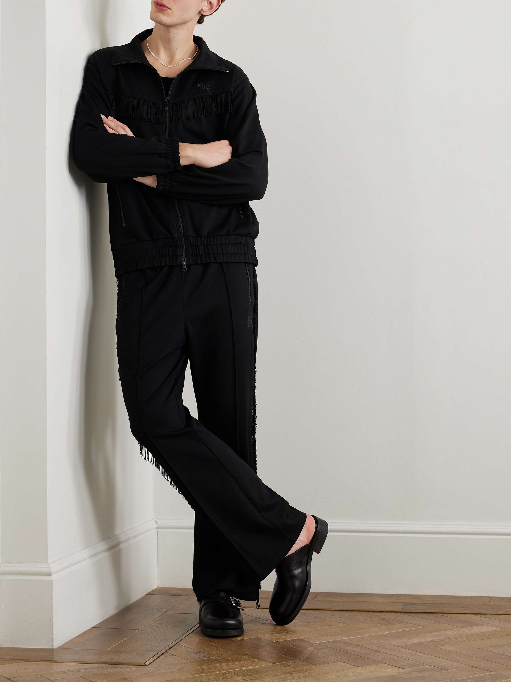 NEEDLES Logo-Embroidered Fringed Tech-Jersey Track Jacket