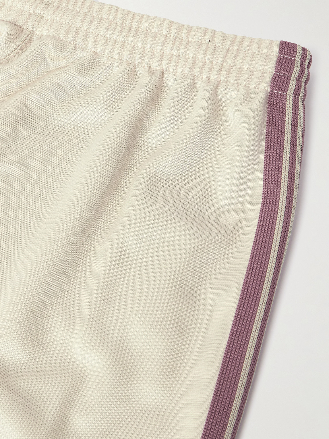 Shop Needles Straight-leg Webbing-trimmed Logo-embroidered Tech-jersey Track Pants In Neutrals
