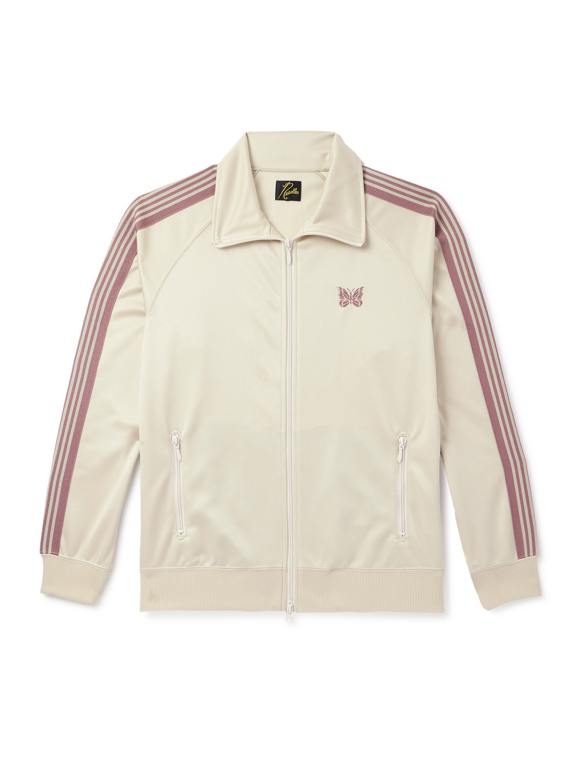 Needles Webbing-trimmed Logo-embroidered Tech-jersey Track Jacket In Neutrals