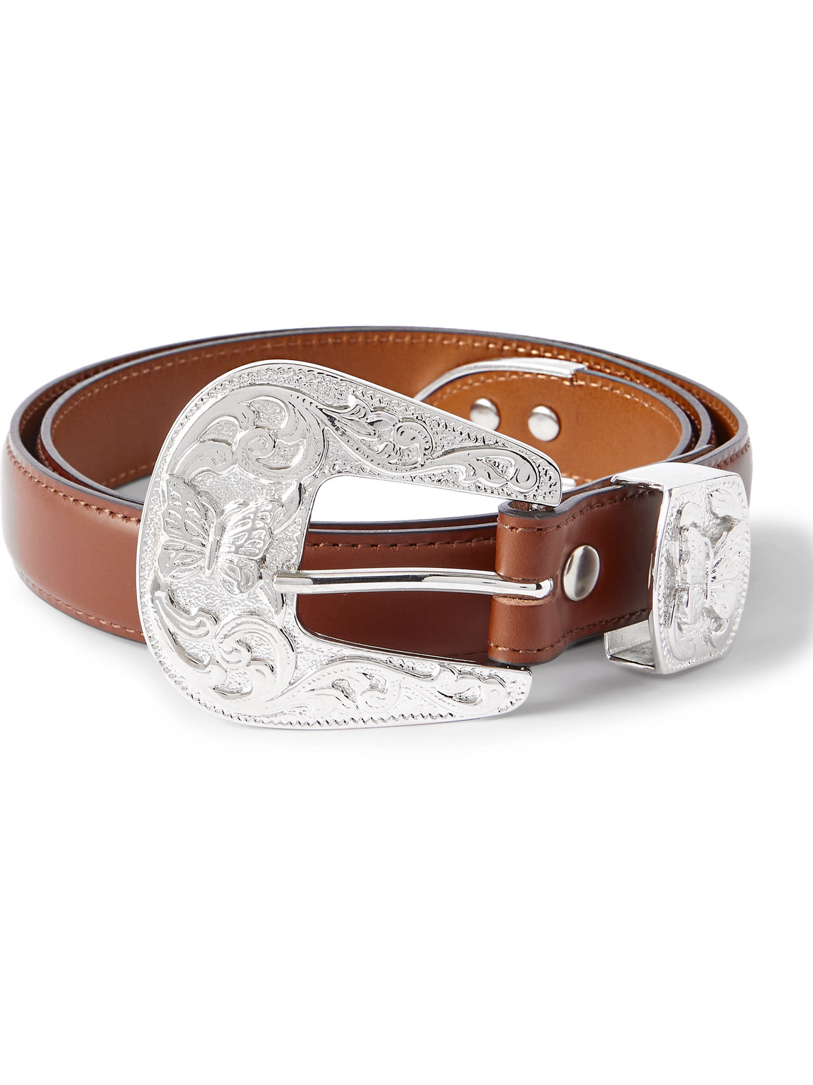 Needles 2cm Papillon Western Leather Belt In Brown