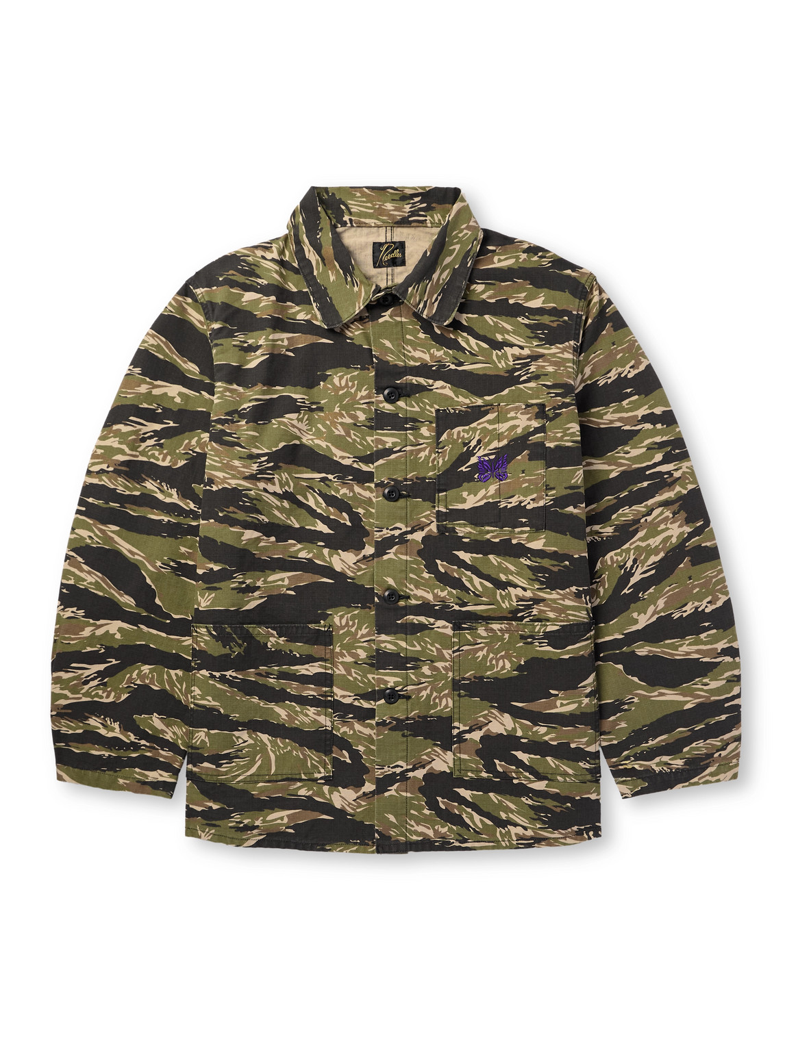 Needles D.n. Coverall Camouflage-print Cotton-ripstop Chore Jacket In Green