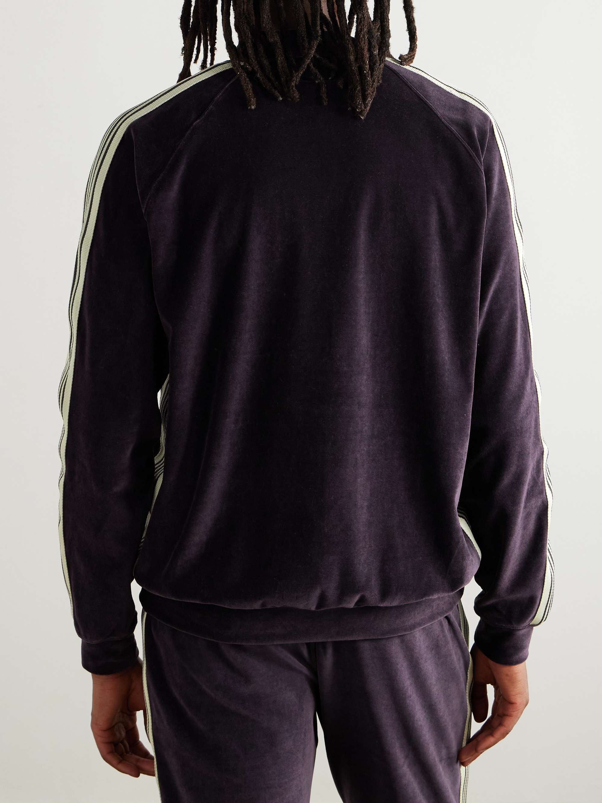 NEEDLES Logo-Embroidered Striped Cotton-Blend Velour Jacket