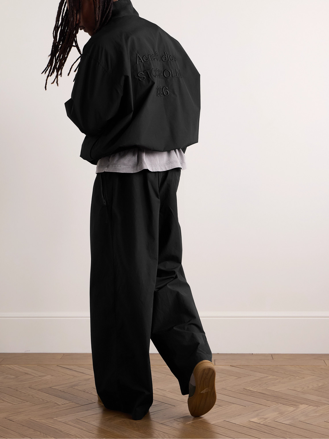 Acne Studios Olandios Logo-embroidered Cotton And Nylon-blend Bomber Jacket In Black