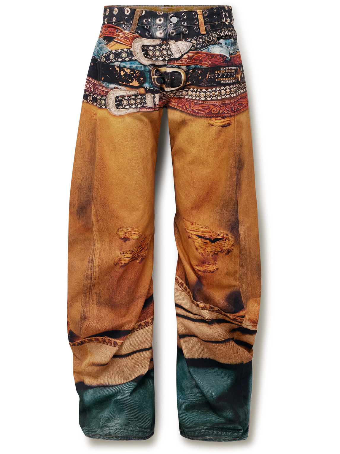Acne Studios Printed Wide Leg Jeans In Orange