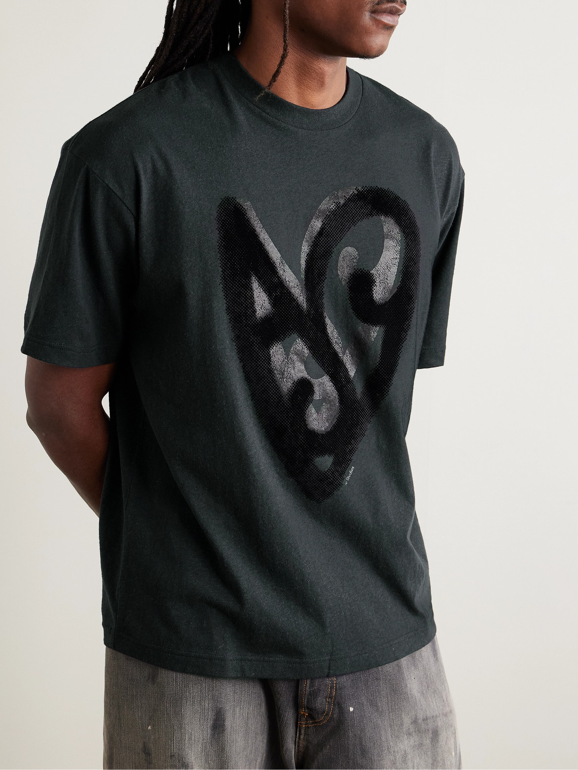 Acne Studios - Flocked Printed Cotton and Hemp-Blend Jersey