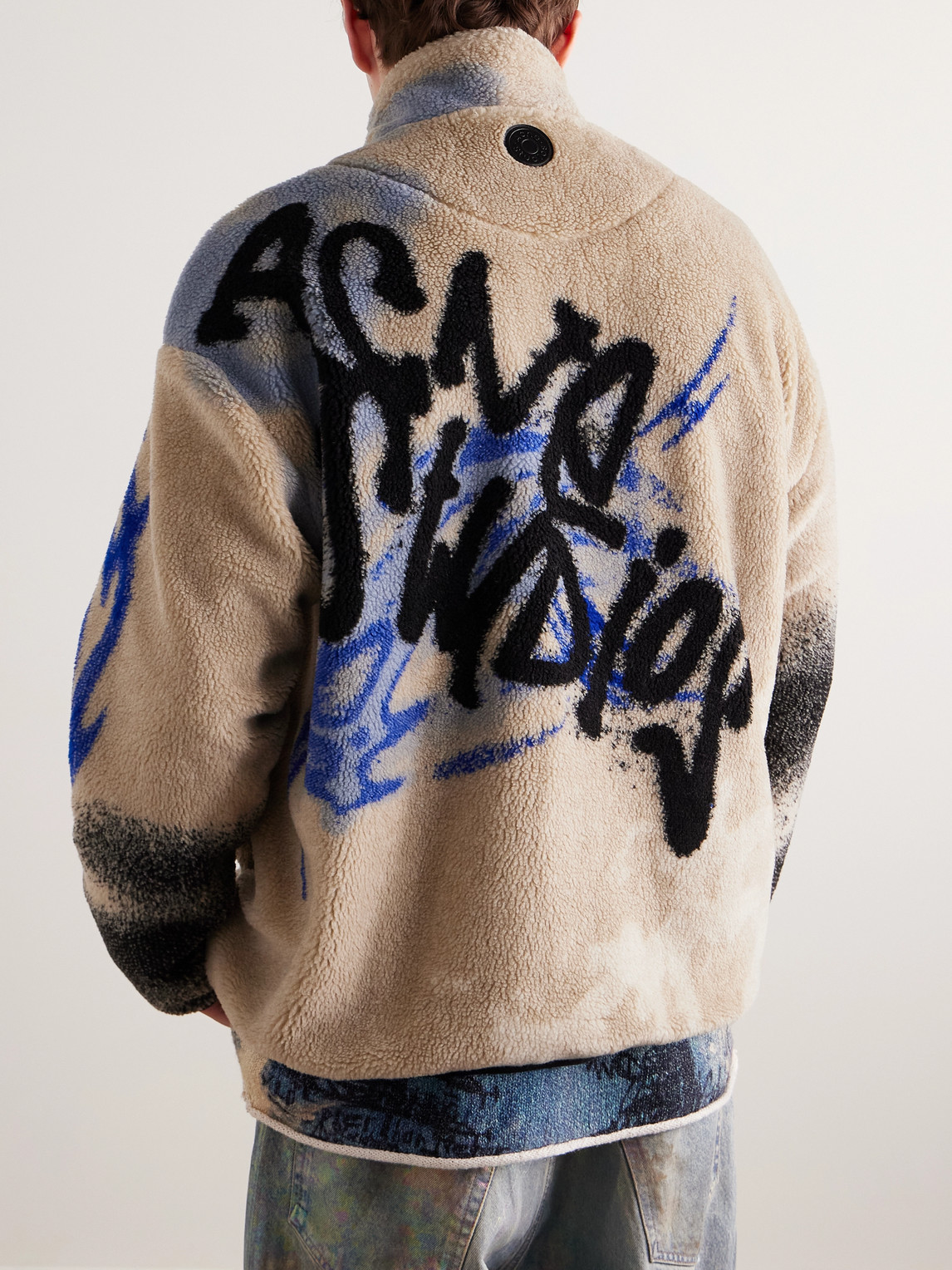 Shop Acne Studios Ovinta Printed Fleece Jacket In Neutrals