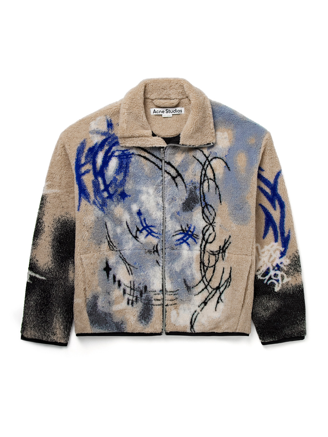 Shop Acne Studios Ovinta Printed Fleece Jacket In Neutrals