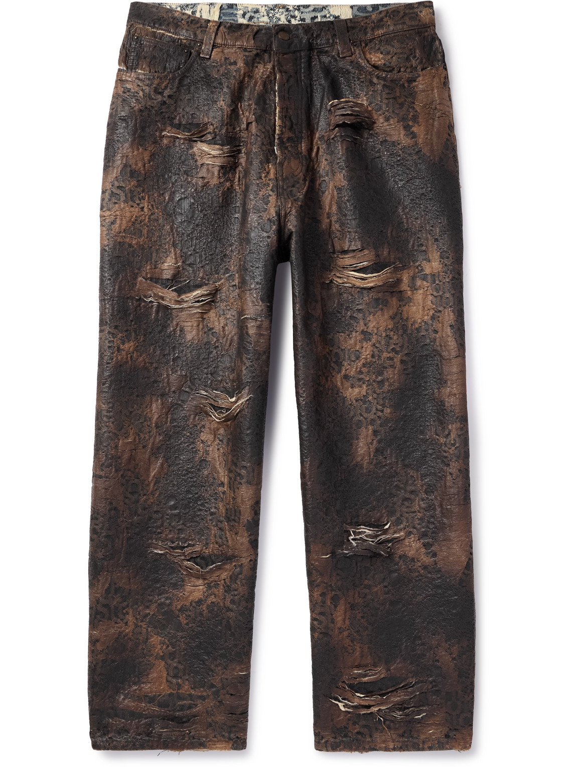 Acne Studios Wide-leg Distressed Coated Jeans In Brown
