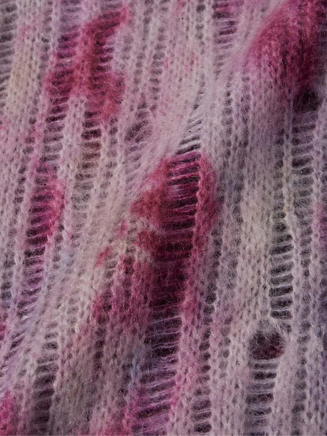 Shop Acne Studios Tie-dyed Distressed Knitted Sweater In Pink