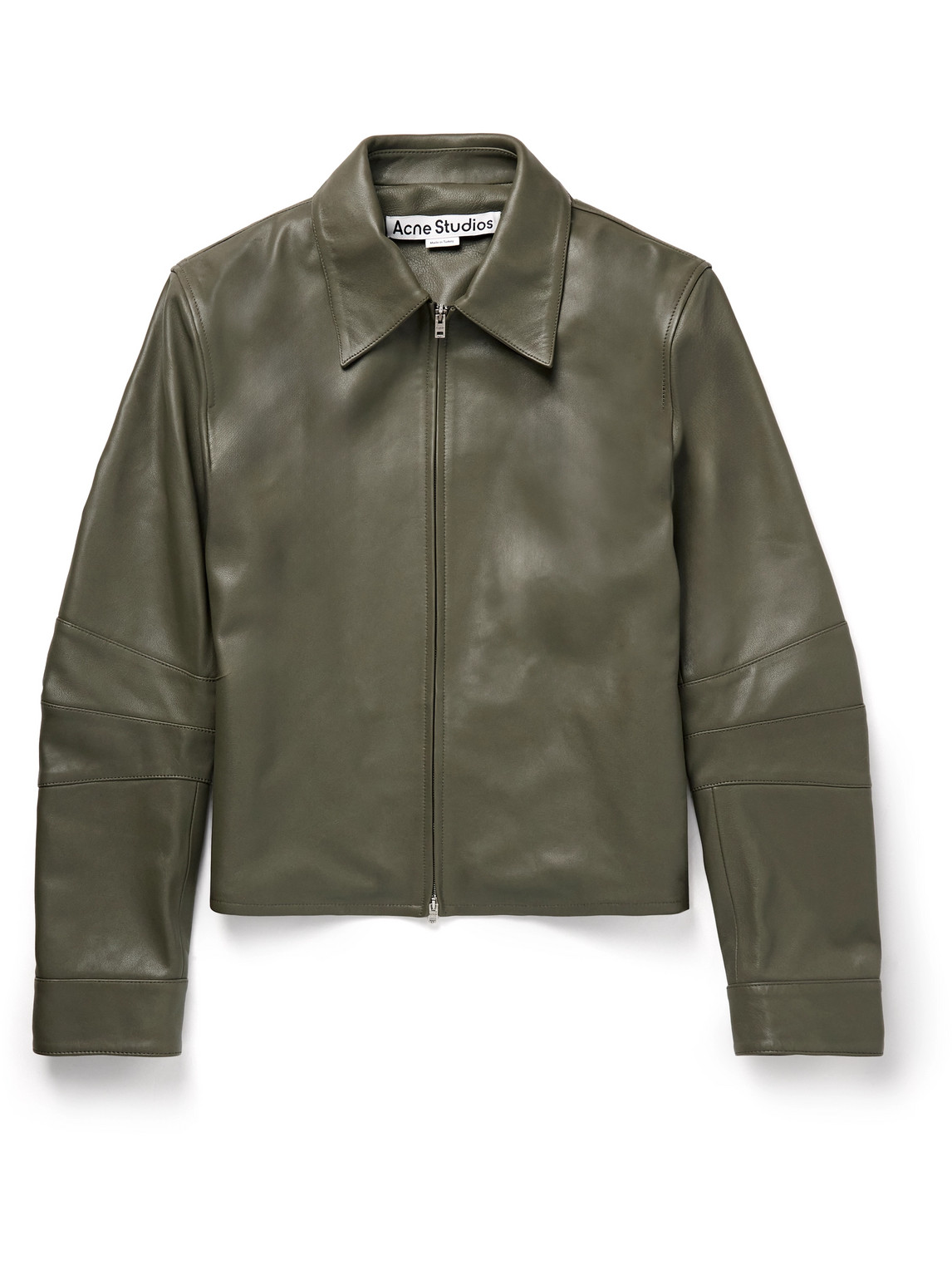 Acne Studios Leather Jacket In Green | ModeSens