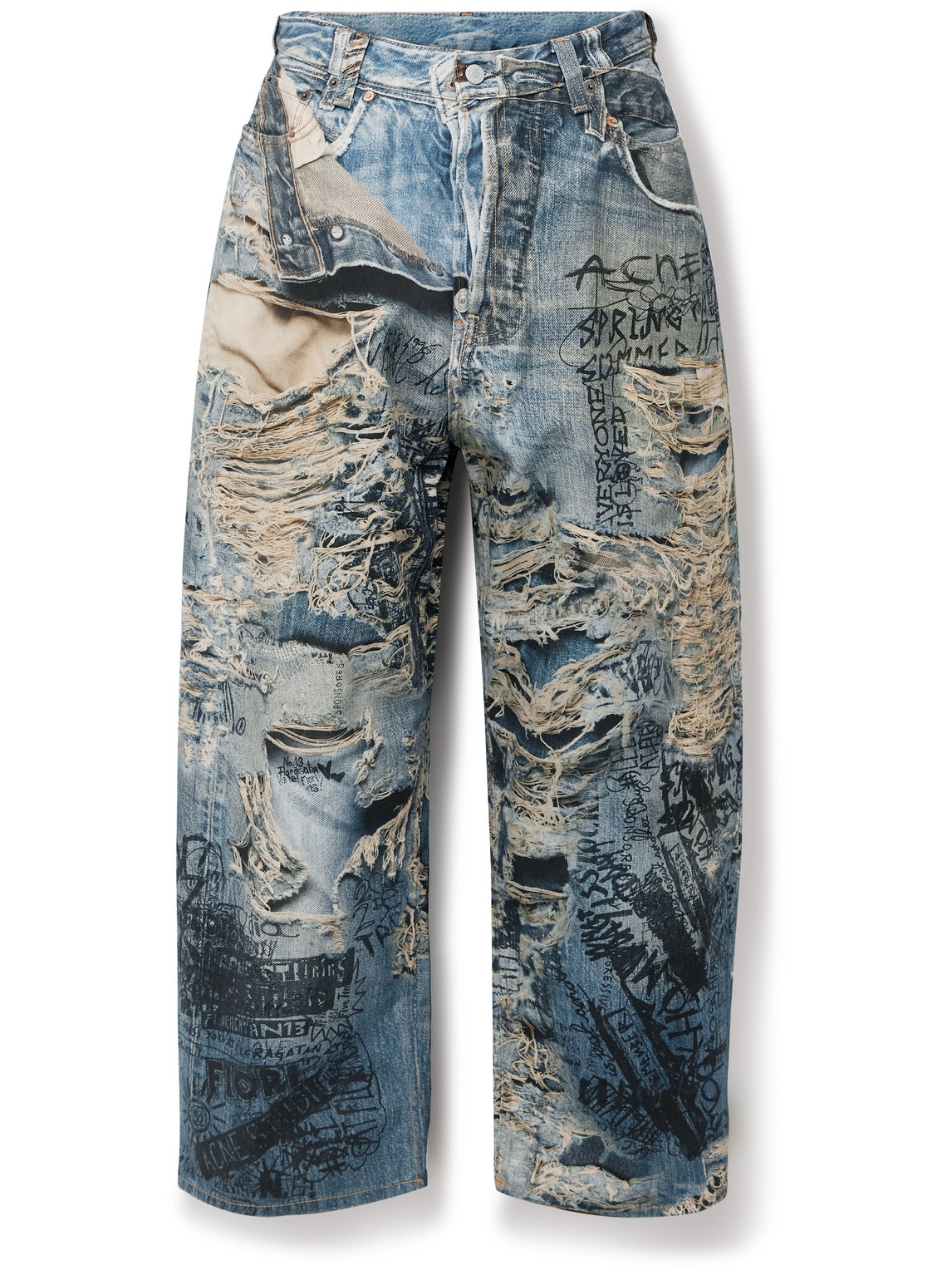 Wide-Leg Printed Jeans
