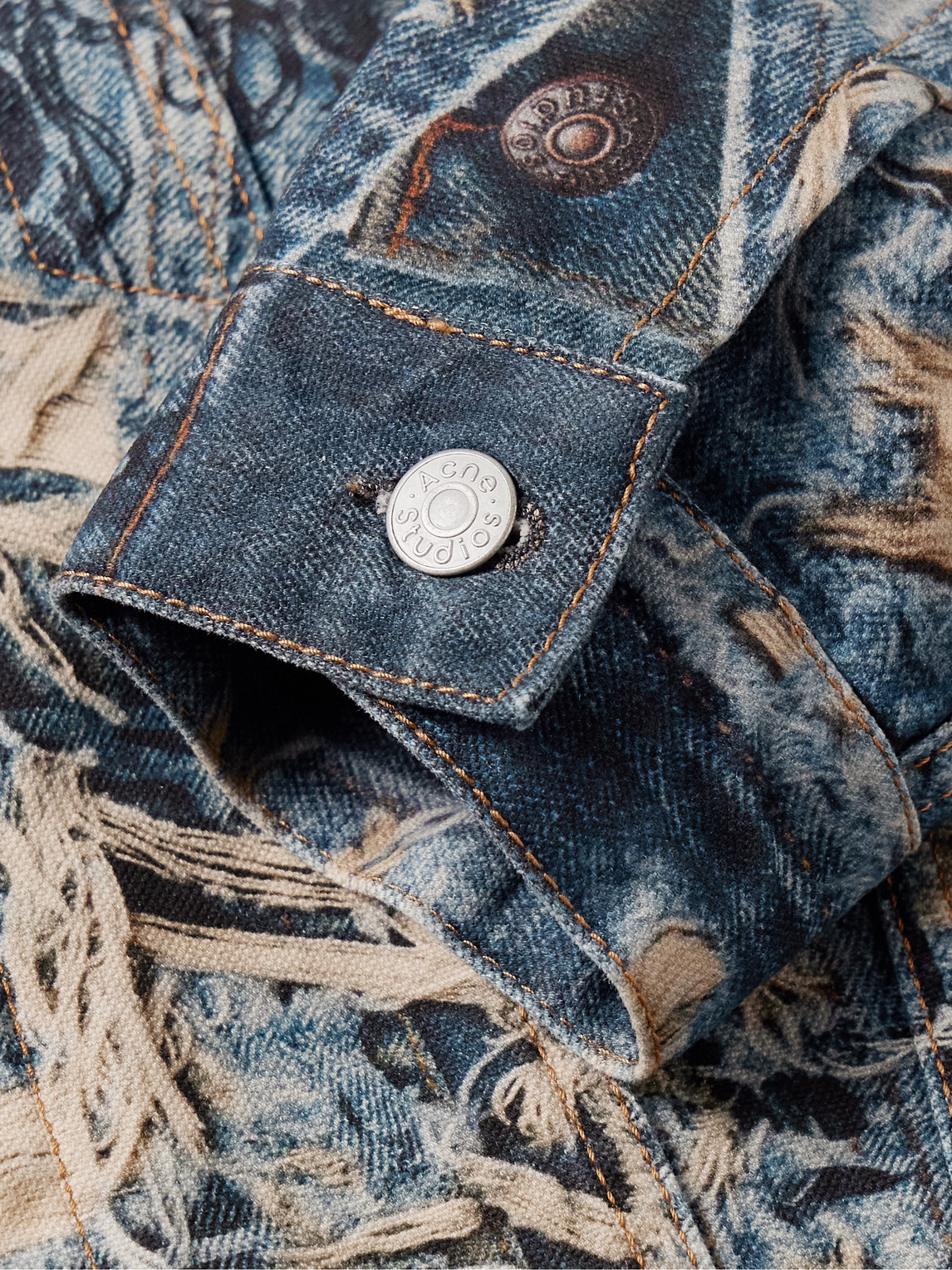 Acne Studios Rye Tlo Torn Scribble Denim Jacket In Blue