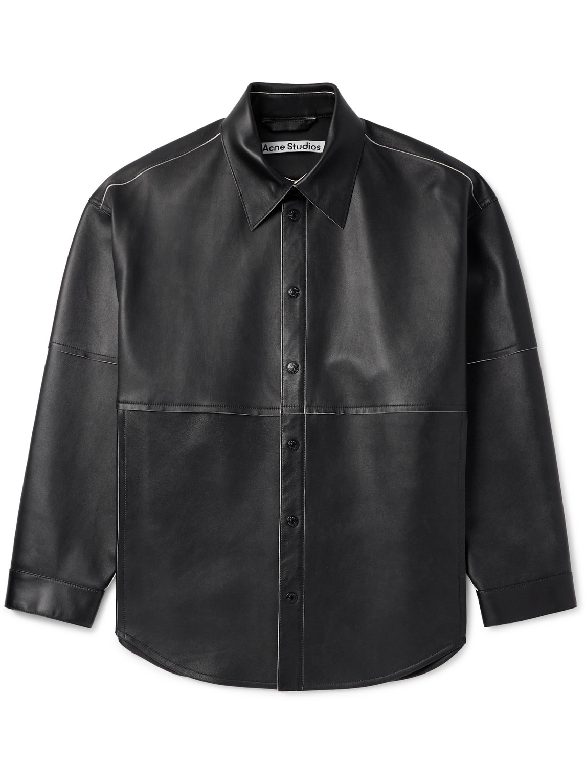 Acne Studios Laraw Oversized Leather Shirt Jacket In Black