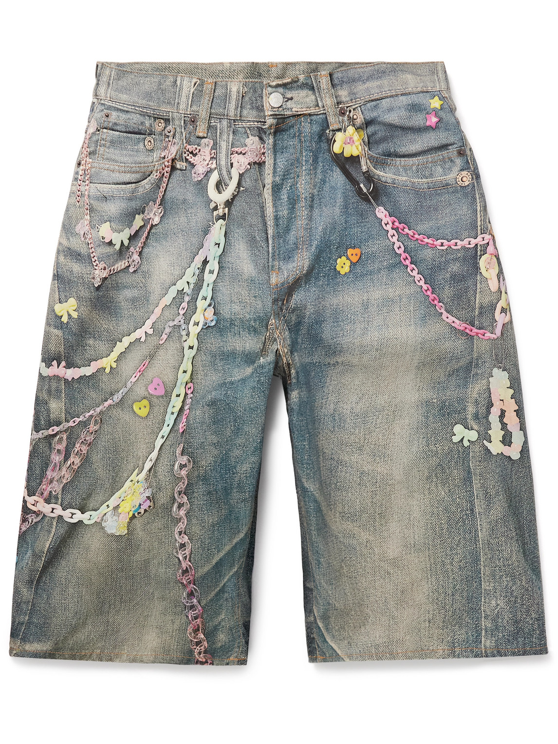 Judda Straight-Leg Printed Denim Shorts