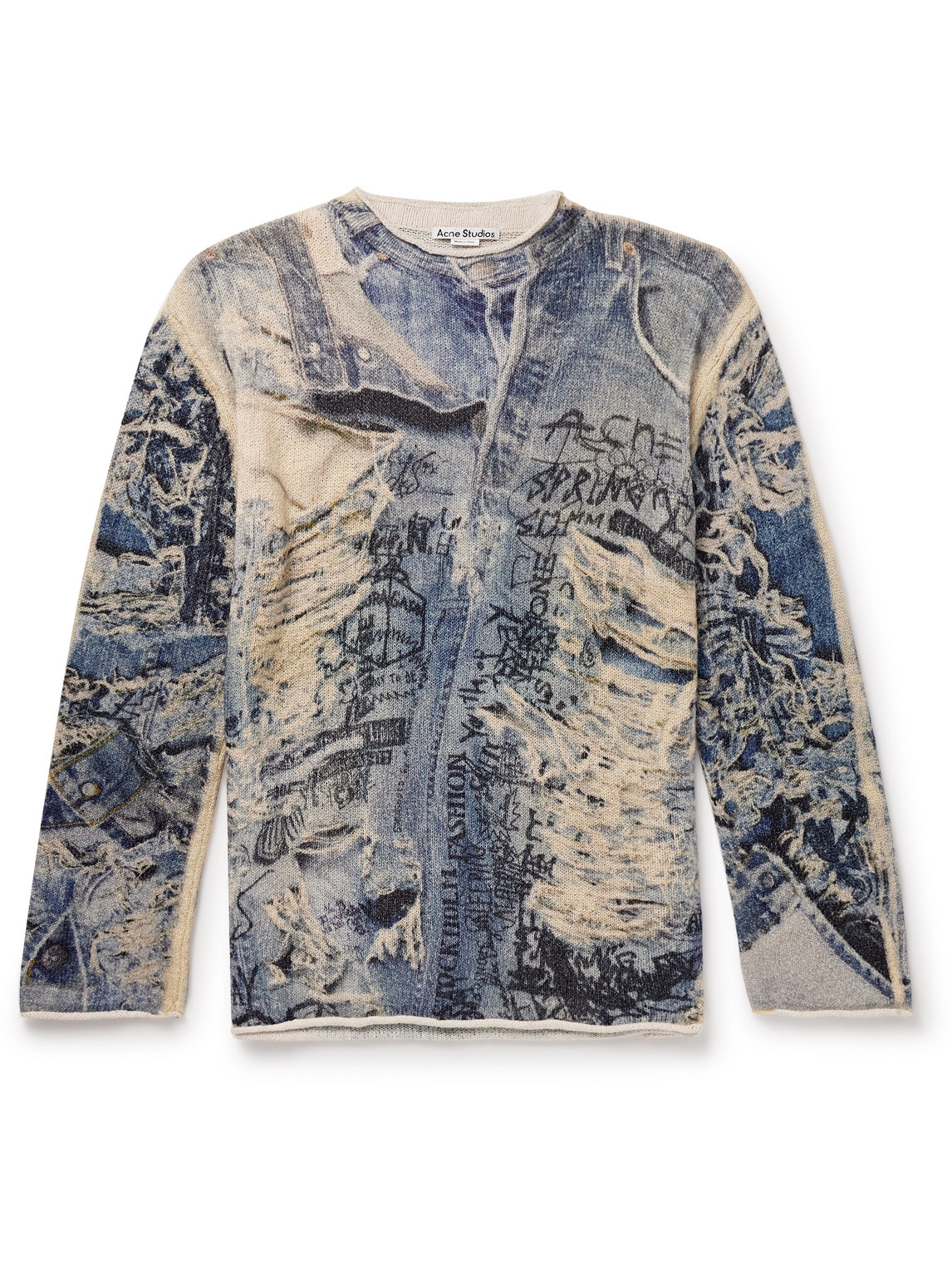 Acne Studios Karvian Trompe L'oeil Cotton-blend Sweater In Blue