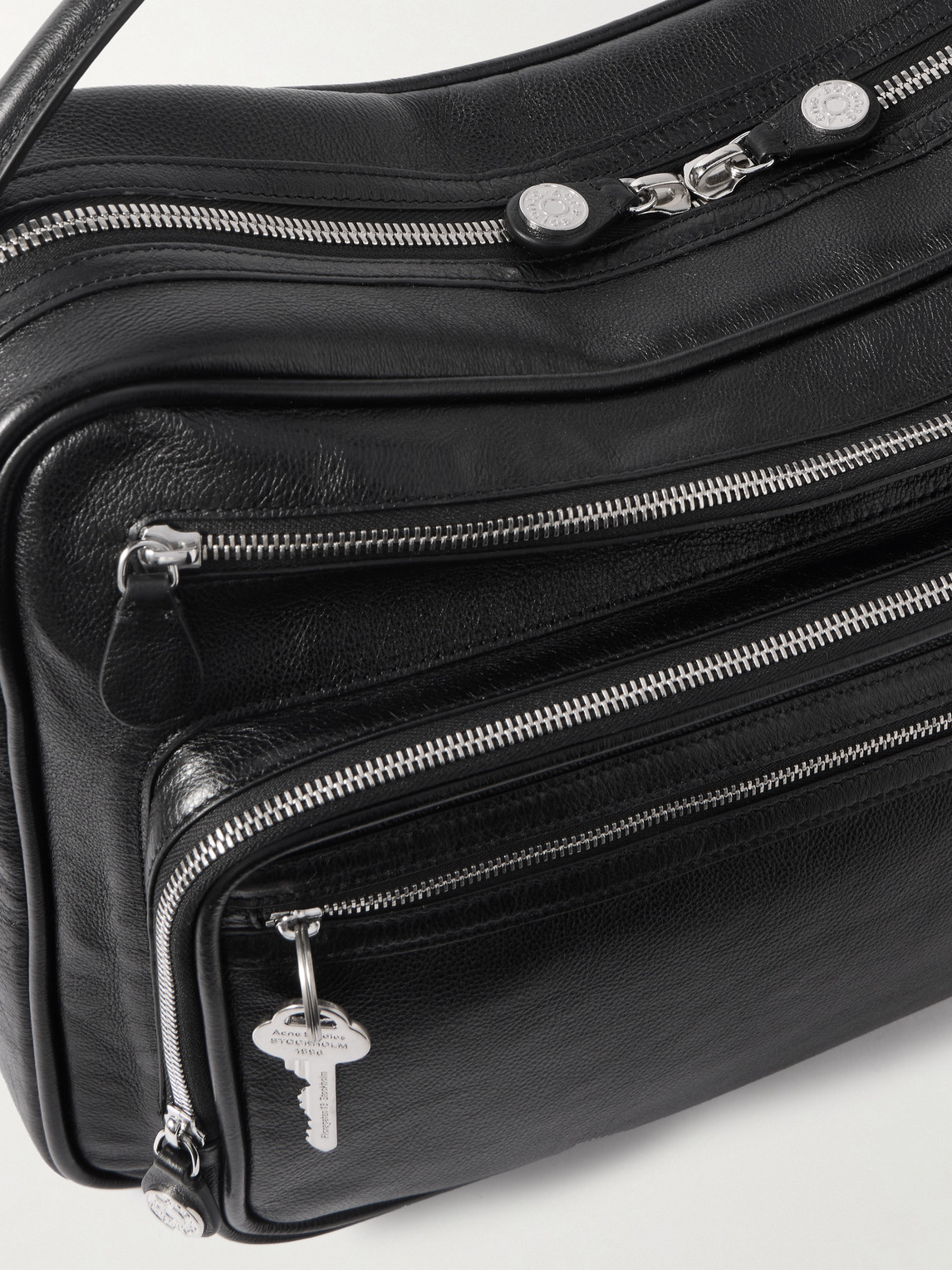 Acne Studios Camero Medium Embellished Textured-leather Tote Bag In Black