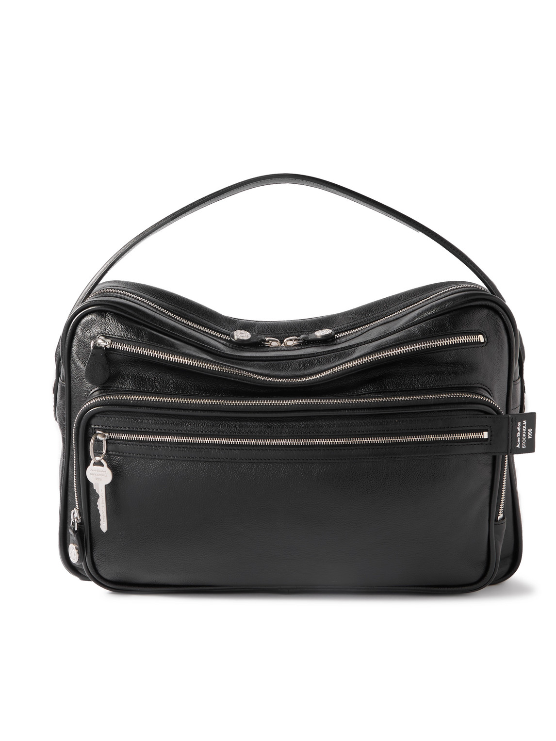 Acne Studios Camero Medium Embellished Textured-leather Tote Bag In Black