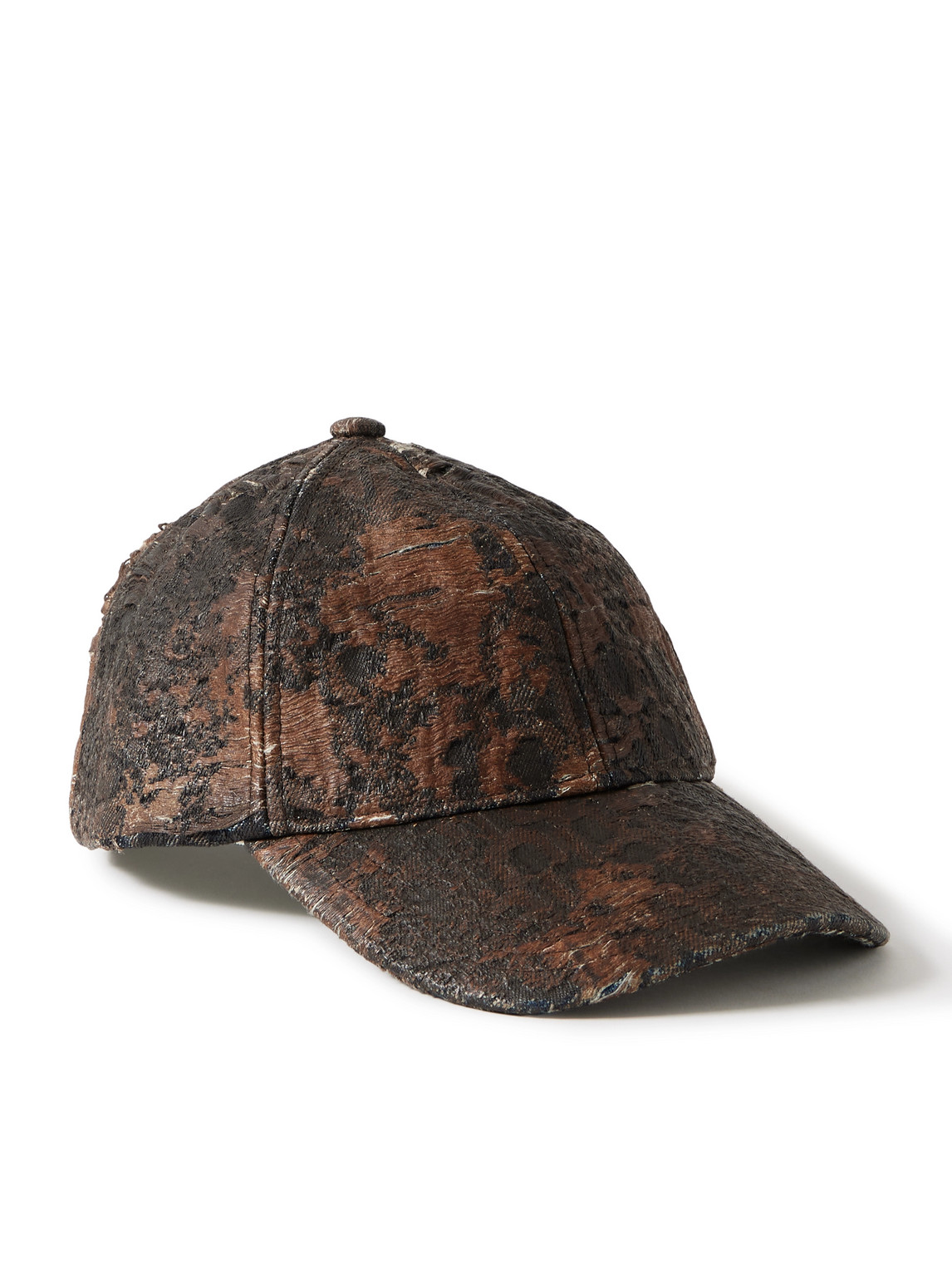 Acne Studios Carliy Distressed Coated Cotton-twill Baseball Cap In Brown