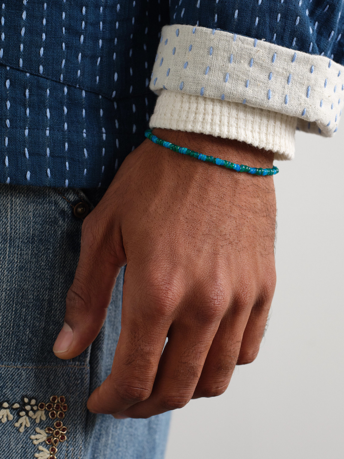 Jia Jia Gold Opal Beaded Bracelet In Blue