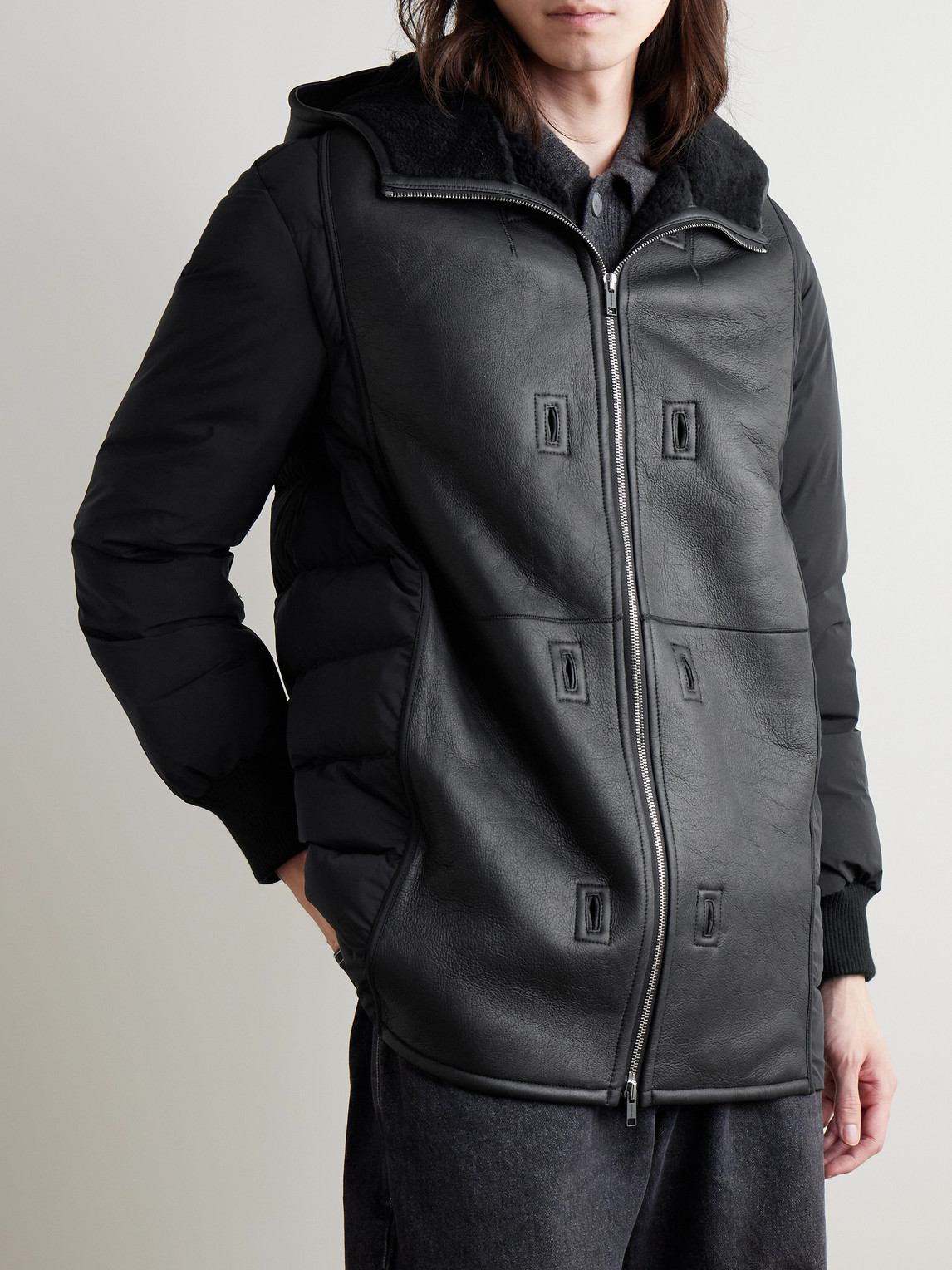 YVES SALOMON COTTON-BLEND TWILL PARKA WITH DETACHABLE SHEARLING LINER