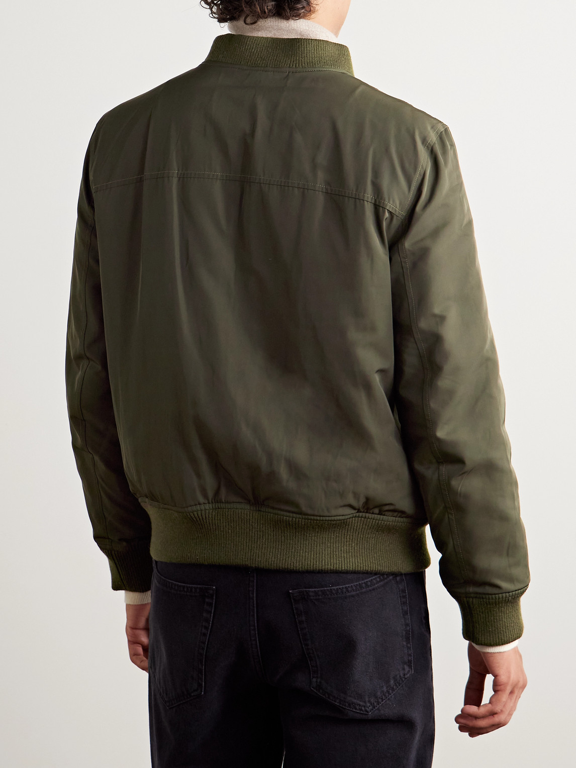 YVES SALOMON REVERSIBLE SHELL AND SHEARLING BOMBER JACKET