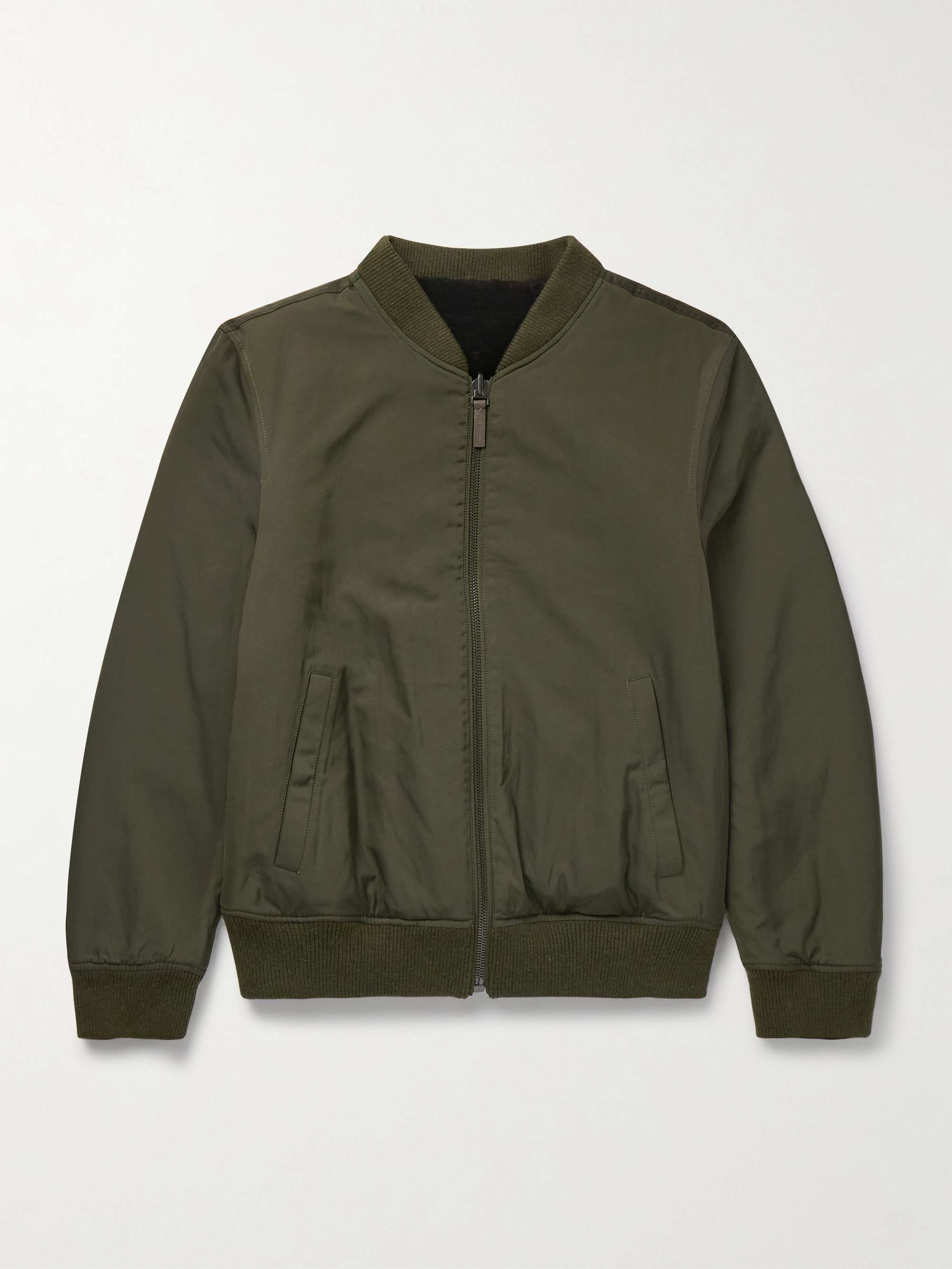 Reversible Shell and Shearling Bomber Jacket