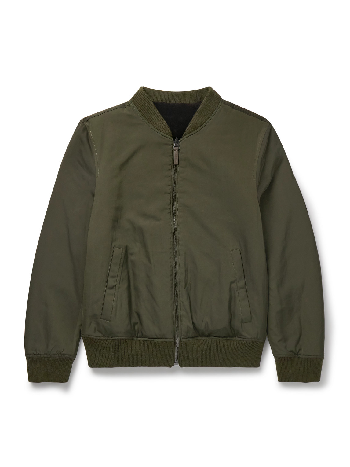 Yves Salomon Reversible Shell And Shearling Bomber Jacket In Green