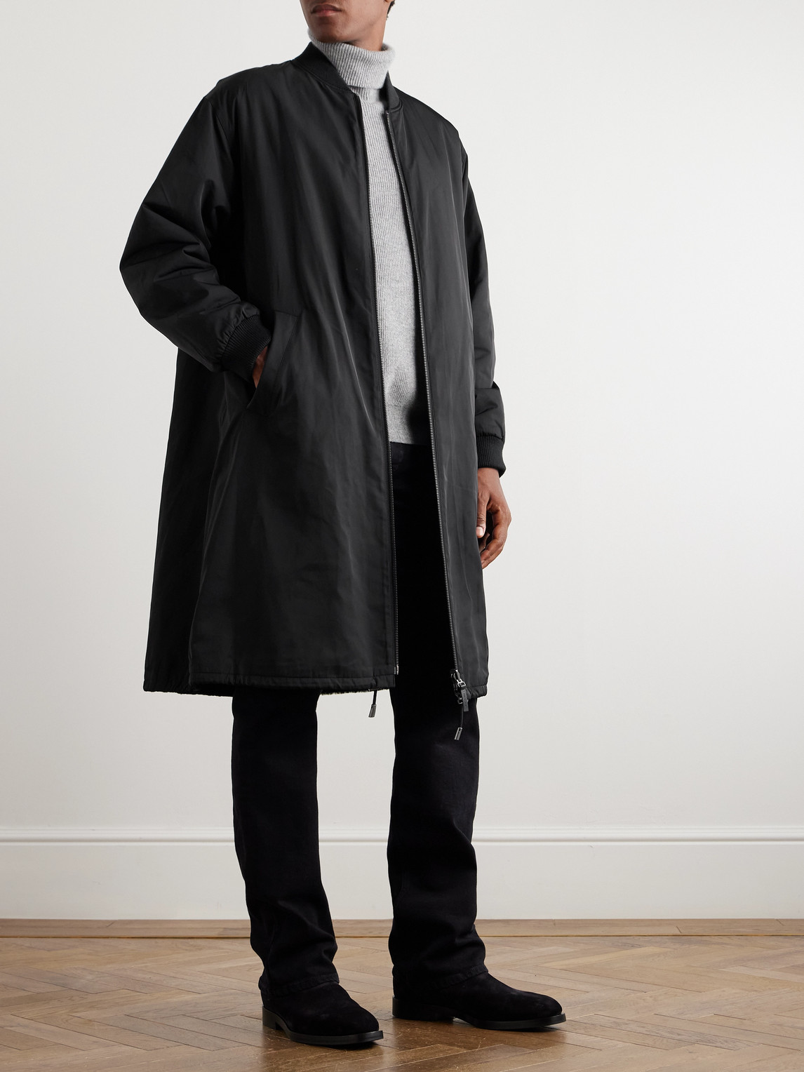 YVES SALOMON MERINILLO REVERSIBLE SHELL AND SHEARLING JACKET