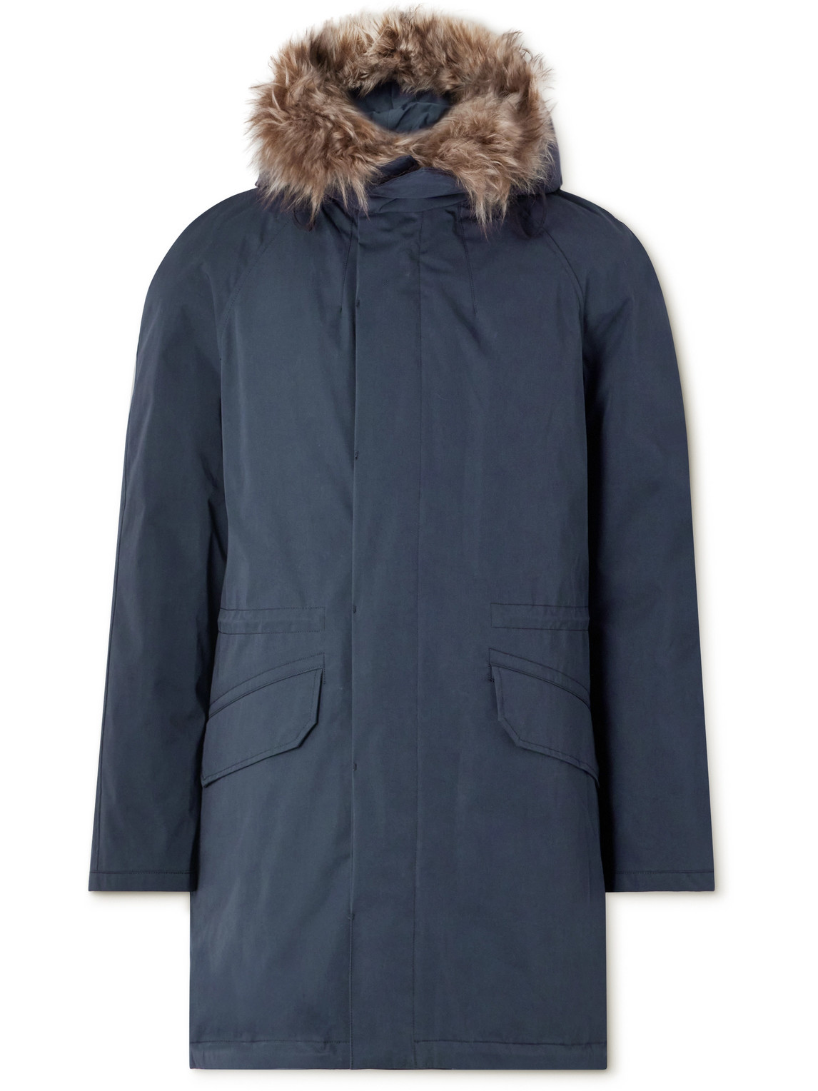 Yves Salomon Iconic Shearling-trimmed Padded Cotton-blend Twill Down Parka In Blue