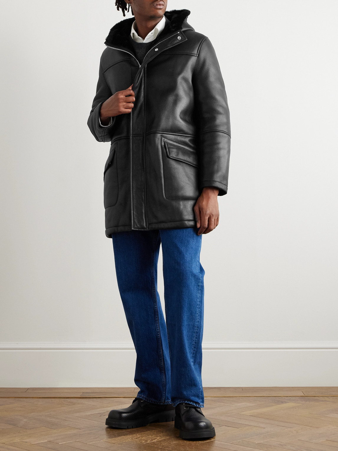 YVES SALOMON SHEARLING HOODED COAT