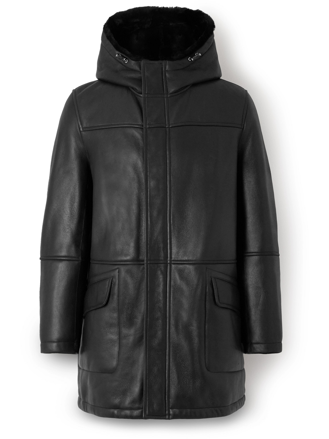 Yves Salomon Shearling Hooded Coat In Black