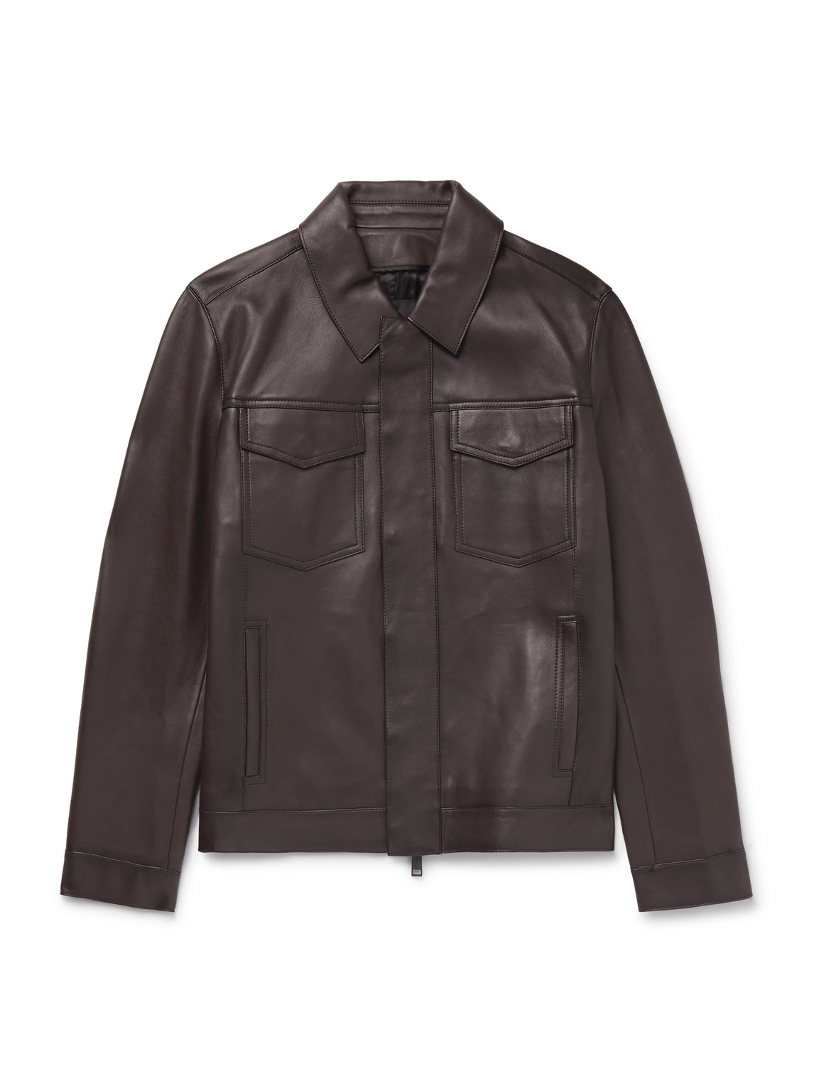 Yves Salomon Leather Blouson Jacket In Brown