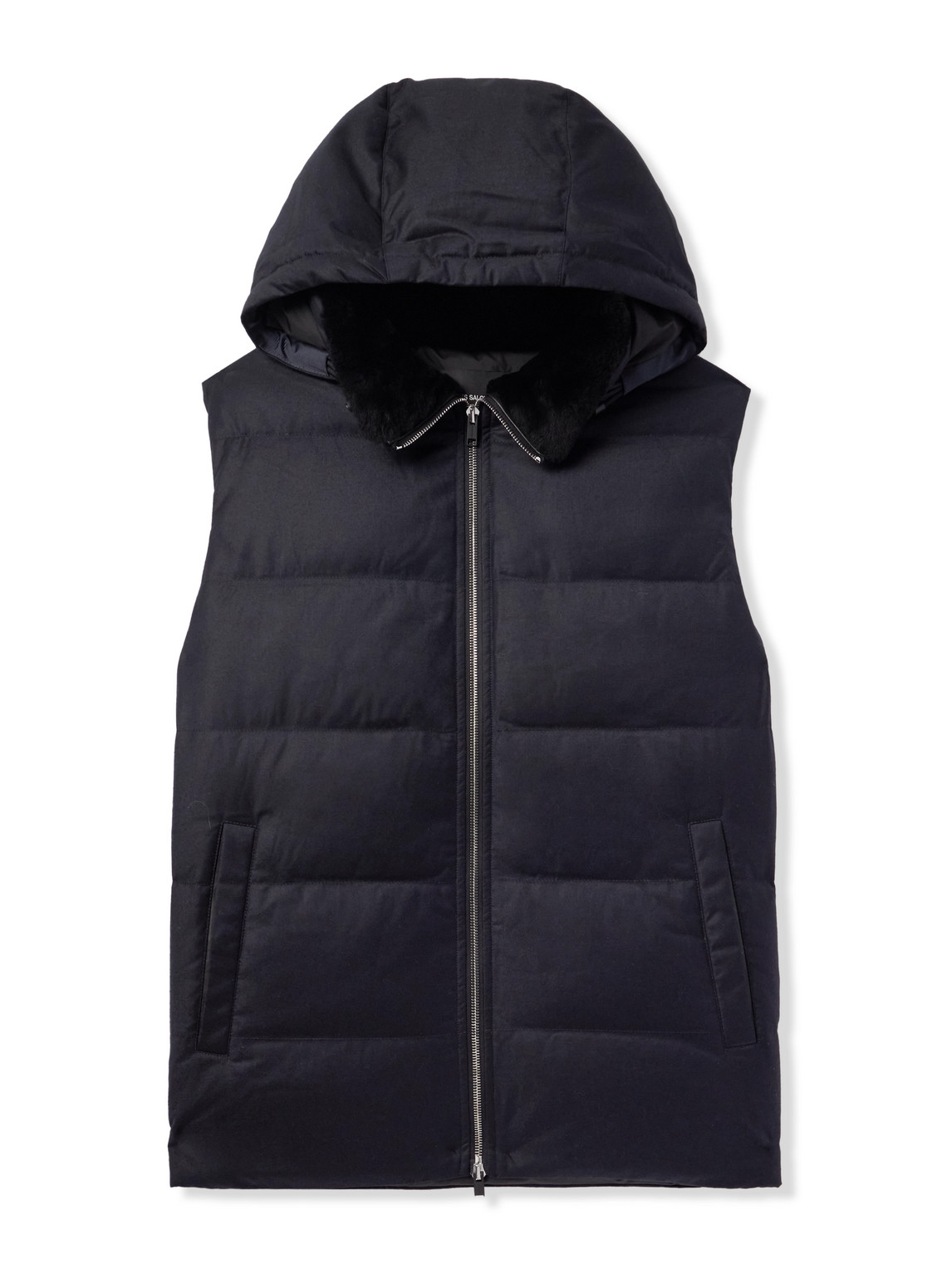 Yves Salomon Shearling-trimmed Quilted Wool And Silk-blend Hooded Down Gilet In Unknown