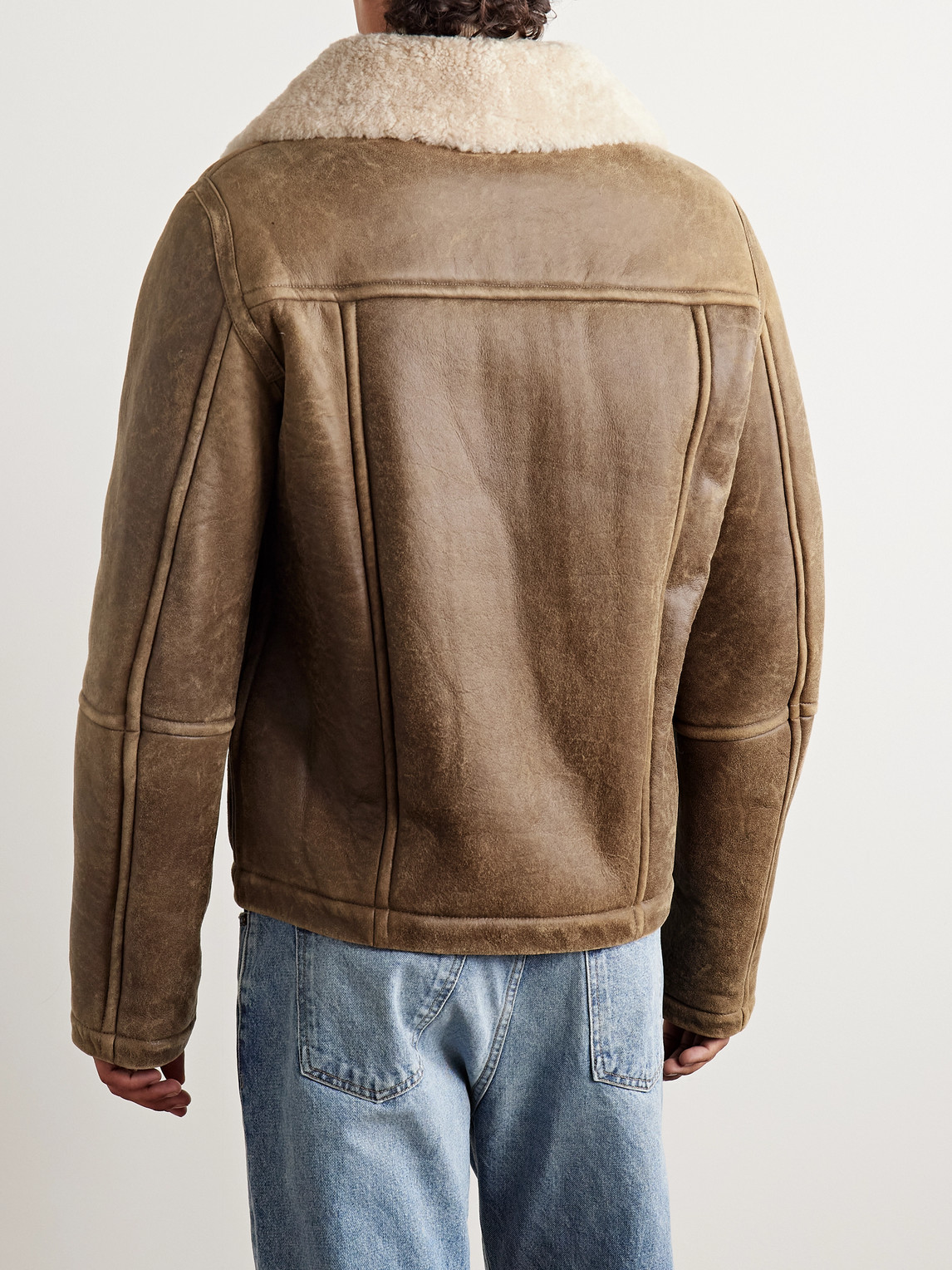 YVES SALOMON SHEARLING-LINED LEATHER AVIATOR JACKET