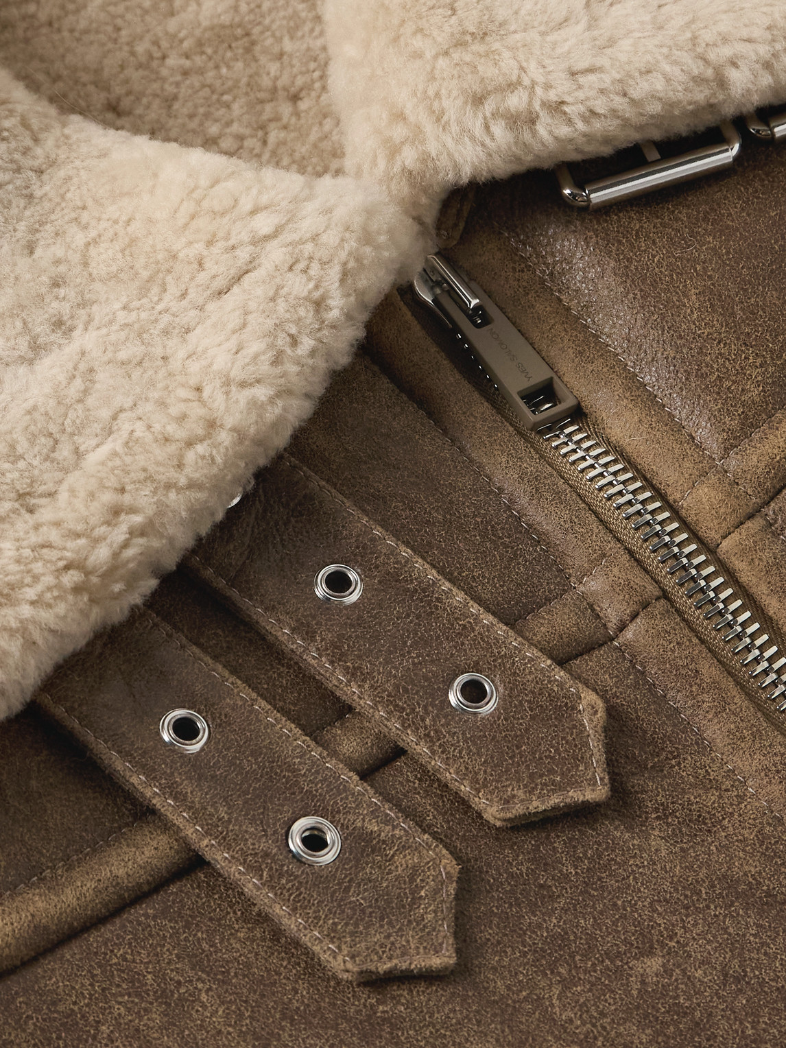 YVES SALOMON SHEARLING-LINED LEATHER AVIATOR JACKET